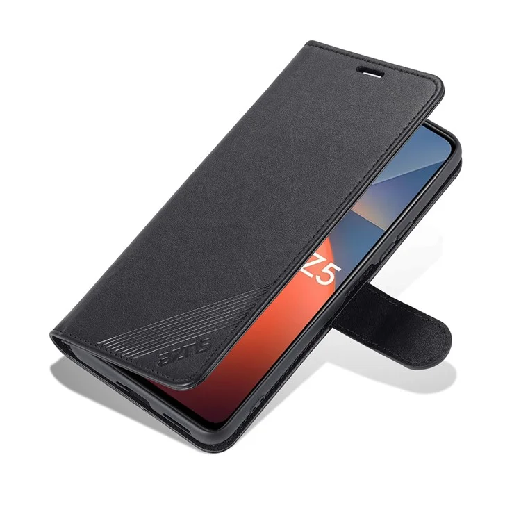 Azns Textured PU Stand Worthet Case di Chiusura Magnetica Coperchio Antiurto Per Vivo Iqoo Z5 - Nero