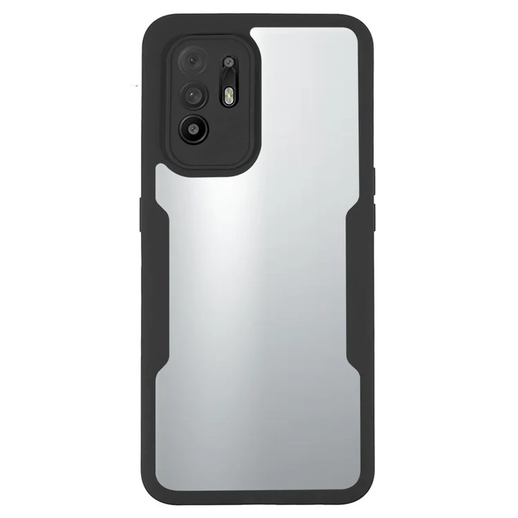 Anti-drop Detachable 2-in-1 Phone Cover Soft PET Screen Protector + Acrylic + TPU Hybrid Case for Oppo F19 Pro+ 5G/A94 5G/Reno5 Z 5G - Black
