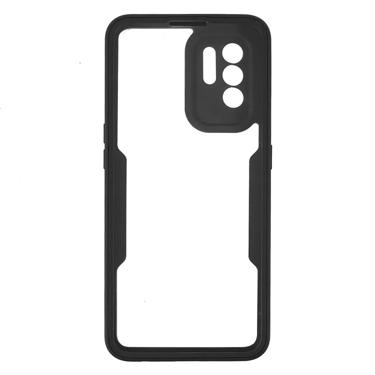 Anti-drop Detachable 2-in-1 Phone Cover Soft PET Screen Protector + Acrylic + TPU Hybrid Case for Oppo F19 Pro+ 5G/A94 5G/Reno5 Z 5G - Black