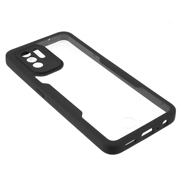 Anti-drop Detachable 2-in-1 Phone Cover Soft PET Screen Protector + Acrylic + TPU Hybrid Case for Oppo F19 Pro+ 5G/A94 5G/Reno5 Z 5G - Black