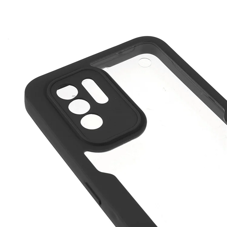 Anti-drop Detachable 2-in-1 Phone Cover Soft PET Screen Protector + Acrylic + TPU Hybrid Case for Oppo F19 Pro+ 5G/A94 5G/Reno5 Z 5G - Black