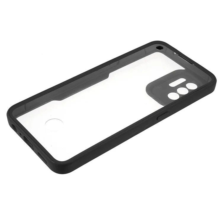 Anti-drop Detachable 2-in-1 Phone Cover Soft PET Screen Protector + Acrylic + TPU Hybrid Case for Oppo F19 Pro+ 5G/A94 5G/Reno5 Z 5G - Black