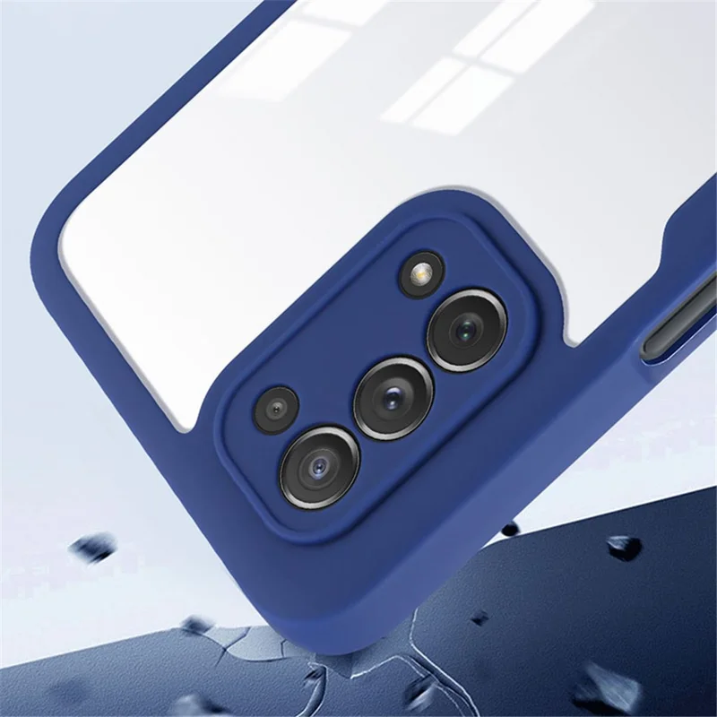 All-round Shockproof Phone Case PET Screen Protector + Acrylic Back Panel + TPU Frame Cover for Oppo A54 5G/A74 5G/A93 5G - Purple