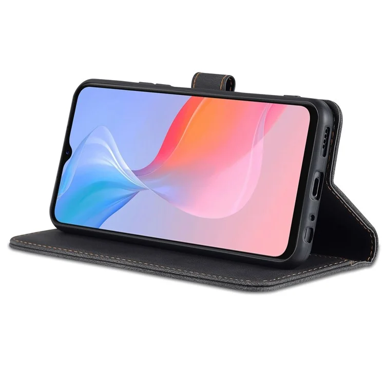 Azns Phone Cover Prop-ropry Magnetic Chodure Кожаная Кожаная Подставка Для Оборудования Телефона Для Vivo Y21/y21s/y33s - Черный