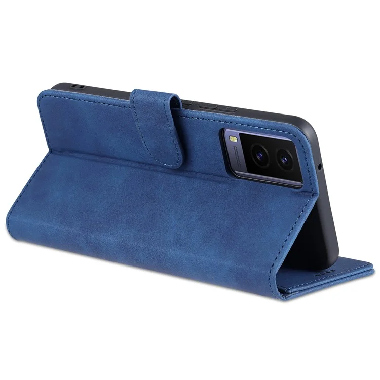 AZNS PU Cuir Magnetic Classe Couvre du Support Portefeuille TPU Inner TPU Téléphone Pour Vivo Y71t 5G / V21e 5G - Bleu
