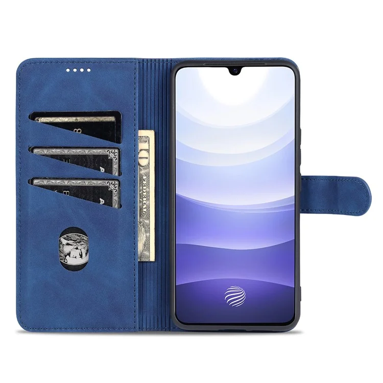 AZNS PU Cuir Magnetic Classe Couvre du Support Portefeuille TPU Inner TPU Téléphone Pour Vivo Y71t 5G / V21e 5G - Bleu