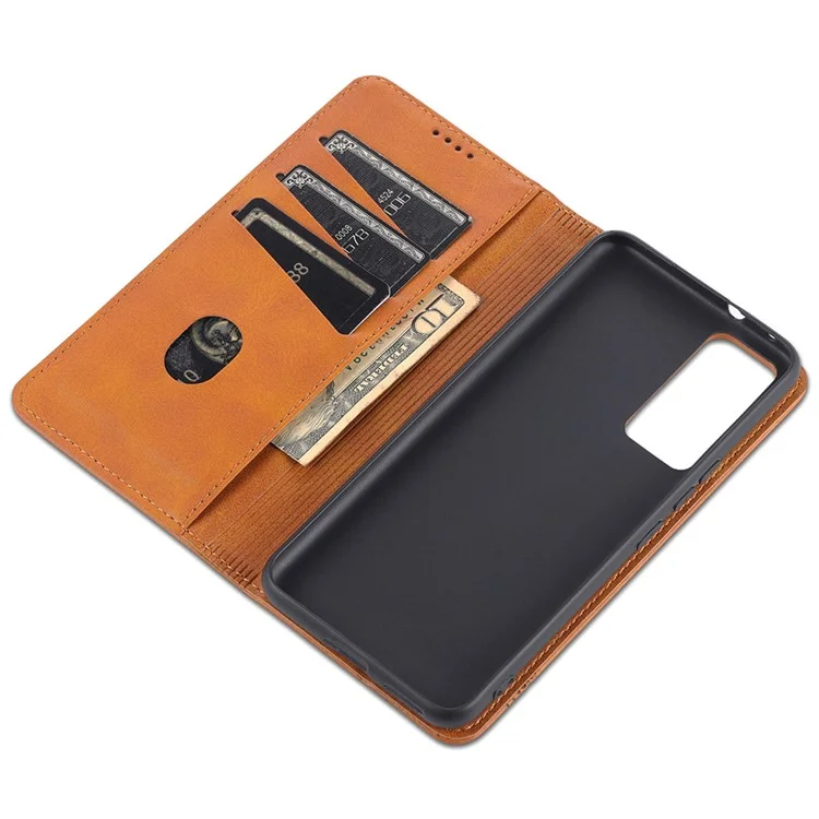 AZNS Magnetic Auto-absorbiertes Vollschutz-abdeckungsabdeckung PU Leder-ständer Brieftasche Telefonhülle Für Vivo Y71t 5g/v21e 5G - Braun
