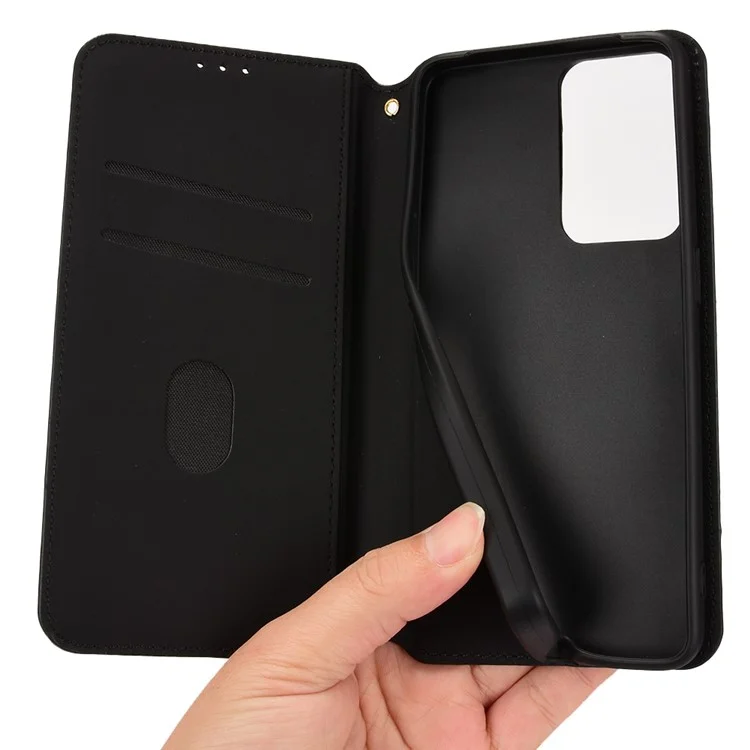 Stoßdes Anti-fall-fall-magnetauto-schließen 3D Rhombus Eingeprägter Pu-leder-telefonhülle Mit Stand Wallet Für Oppo Reno7 Pro 5g - Schwarz