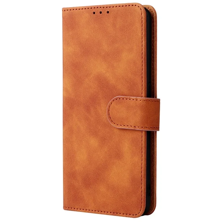 Ощущение кожи Pu Leather + TPU Folio Flip Wallet Stand Phone Cover Case для Oppo A55s 5G - Коричневый