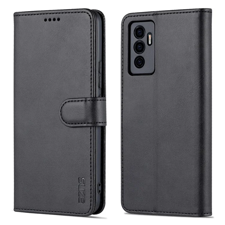 AZNS Full Body Protection PU Portafoglio In Pelle Puling Custodia Protettiva Per Telefono Per Vivo S10E / V23E 4G - NERO
