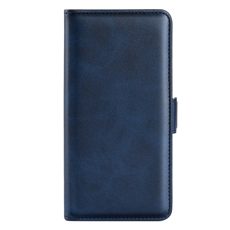 Folding Stand Textured PU Leather Wallet Flip Cover TPU Inner Shell with Magnetic Double Clasps for OPPO A55s 5G - Blue