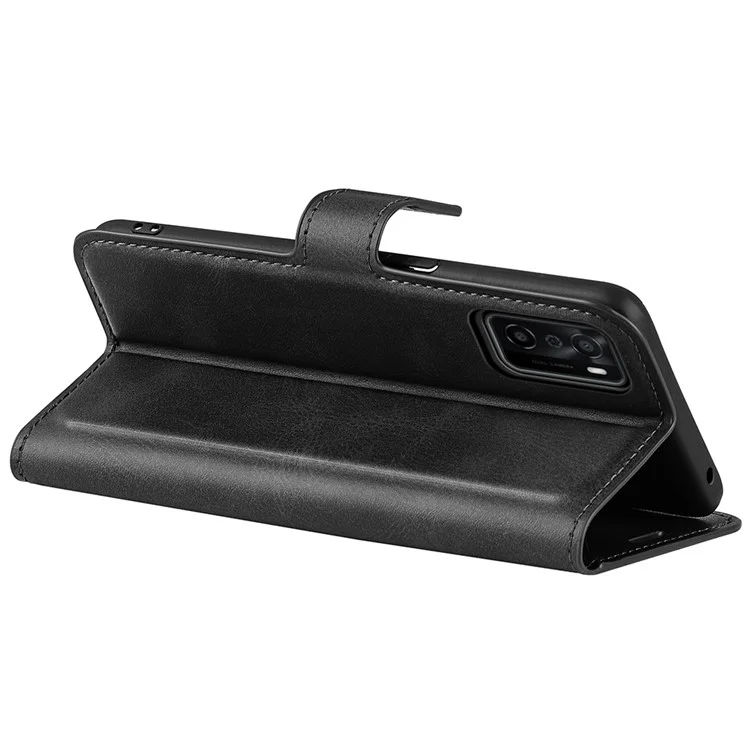 Para Oppo A55s 5G Texture PU Cuero de Cuero Puente de la Billetera Soft Tpu Tpu Shock -proflip Case - Negro