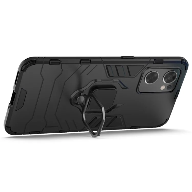 Ring Kickstand STURY STURY ANTI-CHOCK TPU + Hard PC Housse Arrière Pour OPPO RENO7 SE 5G - Noir