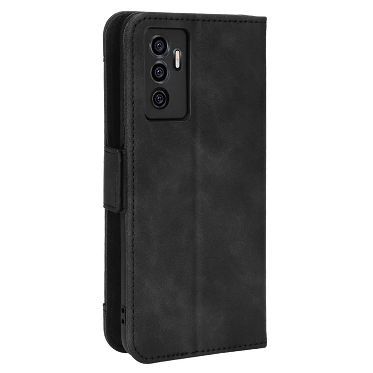 Para Vivo S10e/v23e 4G/5G Scratch Scratch Scratf Multiply Slot Cash Cash Bolso PU Celular Caso Celular Com Suporte - Preto