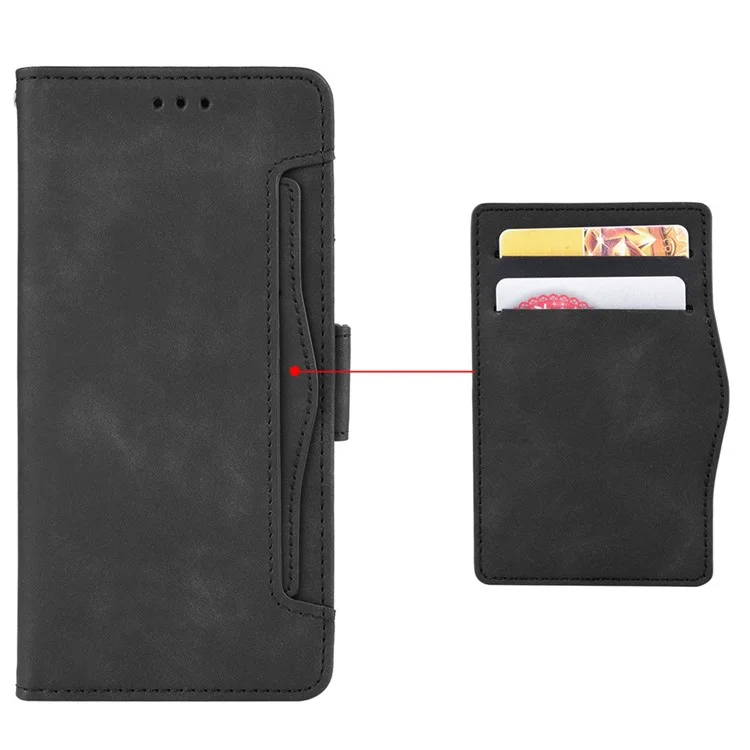 Para Vivo S10e/v23e 4G/5G Scratch Scratch Scratf Multiply Slot Cash Cash Bolso PU Celular Caso Celular Com Suporte - Preto