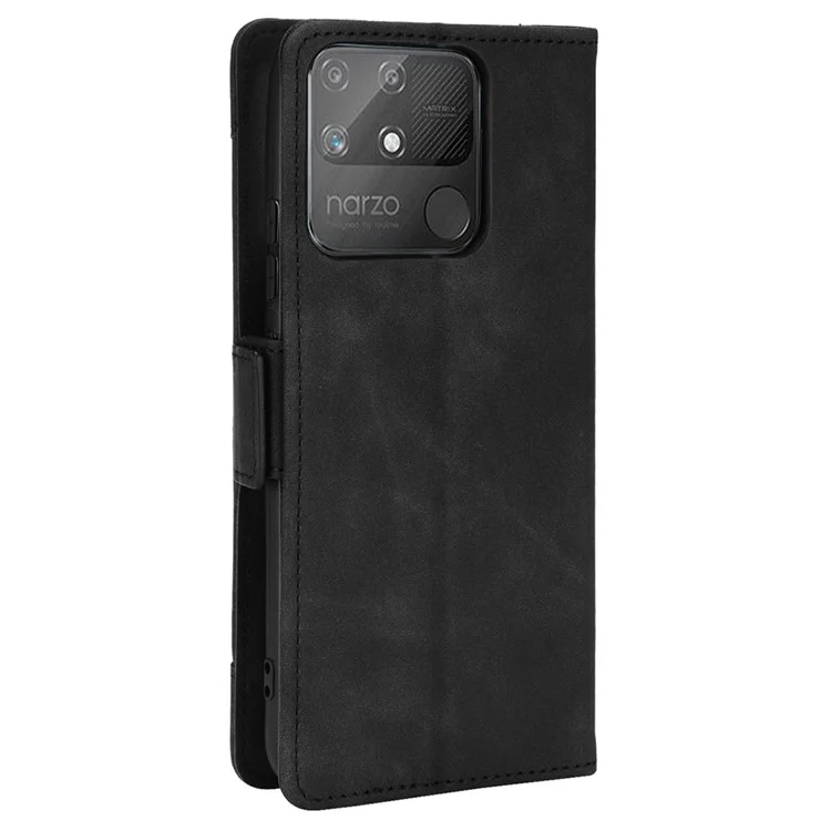 Double Protection PU Leather + TPU Téléphone Couverture Pour Realme Narzo 50a, Pocket Cash Pocket Multiple Slot à Emplacement Avec Boîtier de Support - le Noir