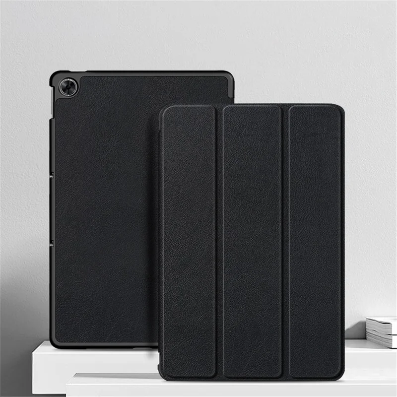 JIUYU PU Leather+PC Tri-fold Stand Drop-proof Tablet Case Shell for Realme Pad - Black