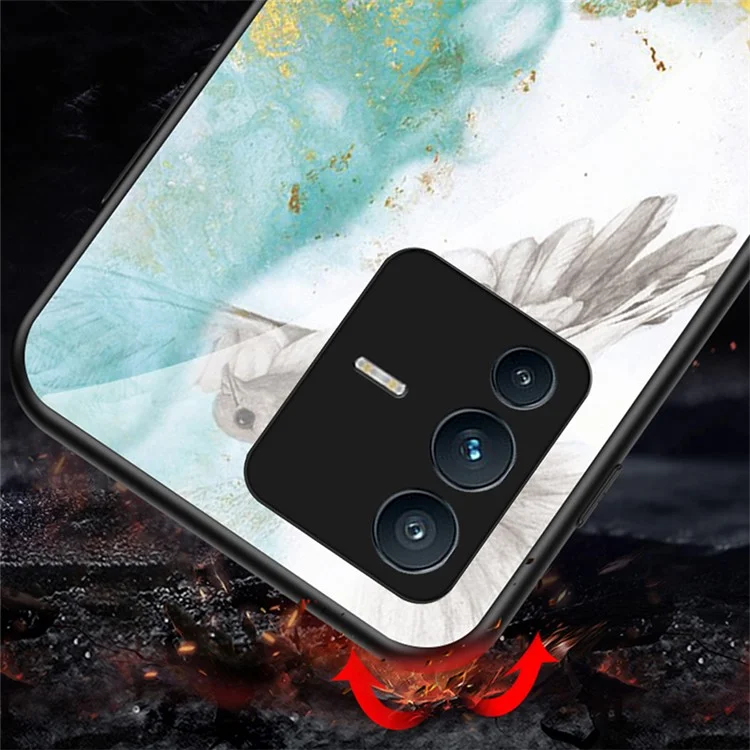 Für vivo S12/V23 5G Anti-Drop Marble Pattern Phone Case Tempered Glass + PC + TPU Schutzhülle - Gold Schwarzer Marmor