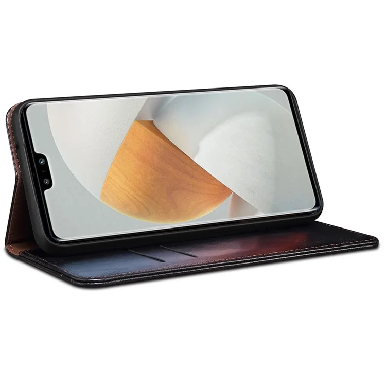 Для vivo S12/V23 5G Waxy Crazy Horse Texture Wallet Stand PU Leather Cover Phone Case - Black