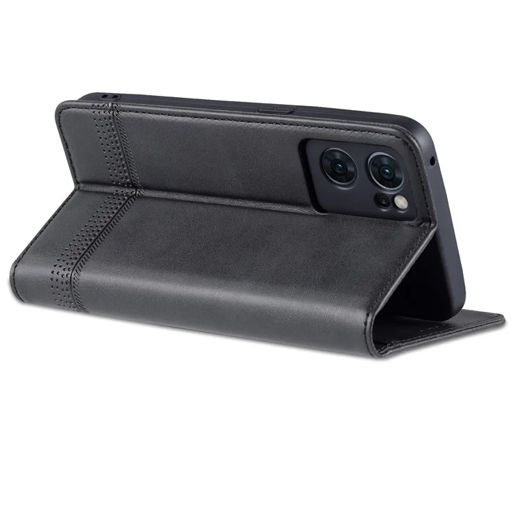 AZNS Magnetic Absorption Hülle Für Oppo Reno7 SE 5G, Strukturierte PU Lederständer Flip Wallet Protective Telefonabdeckung - Schwarz