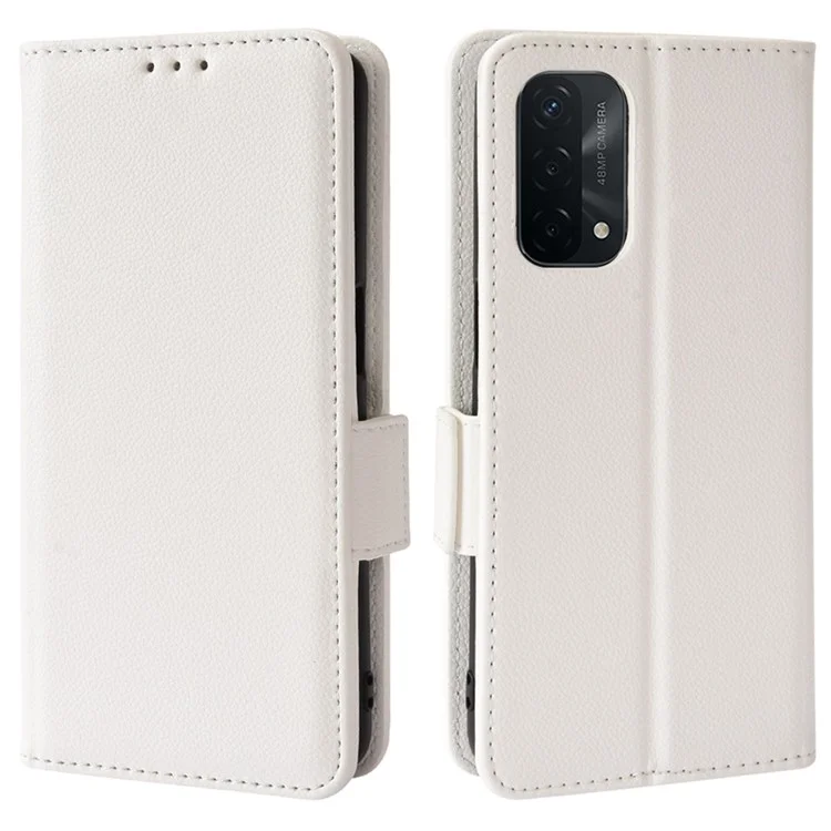 Für Oppo A93 5G / A74 5G / A54 5G Litchi Textur PU Leder Telefon Hülle Brieftasche Flip Schutzdeckel - Weiß
