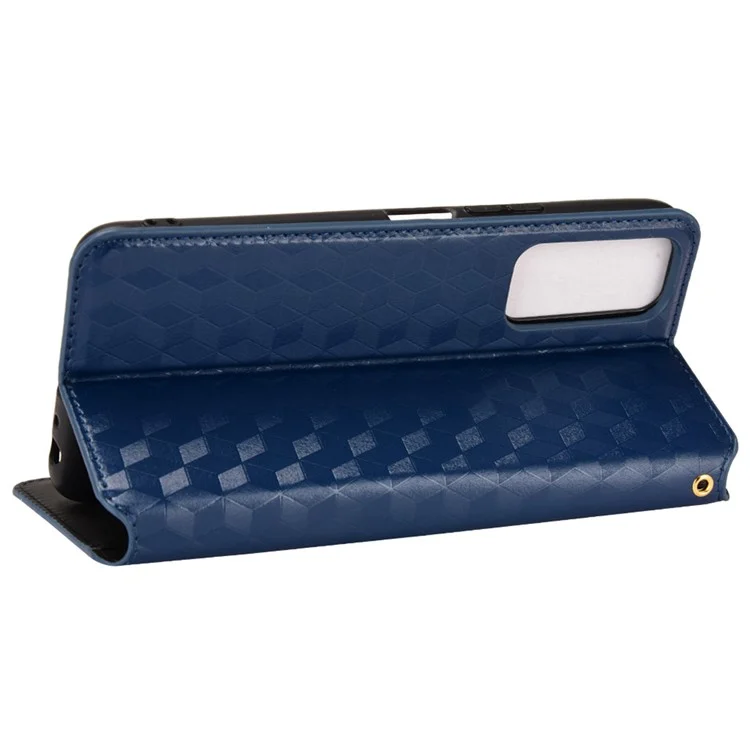 Pour vivo Y72 5G (Global)/Y52 5G/Y53s 5G/iQOO Z3 5G/T1X/iQOO Z5x 5G Étui de protection portefeuille avec support en cuir à motif en relief 3D - Bleu
