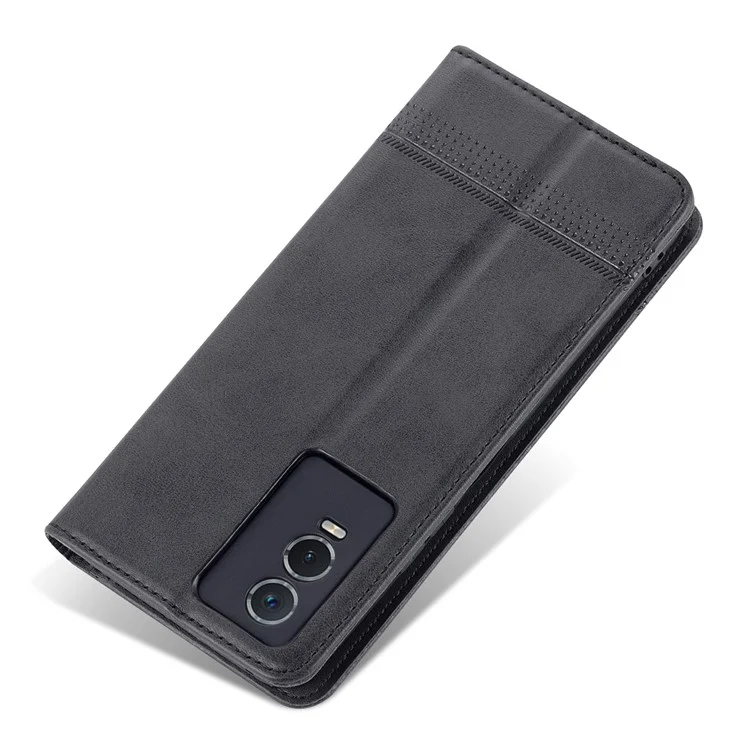 Azns Автоавтобированный Магнитный Кожаный Телефон Для Vivo Y74s/y76s, Folio Flip Wallet Stand Protective Shell - Черный