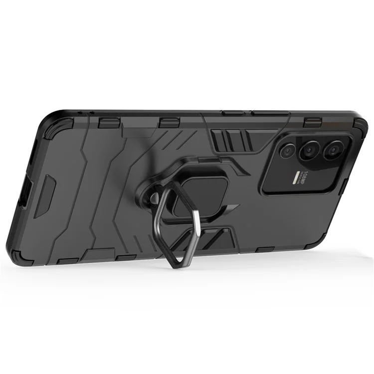 Pour Vivo S12 Pro Flexible TPU + Hard PC Hard Scratch Resistant Protective Phone Cover Cover With Ring Kickstand - le Noir