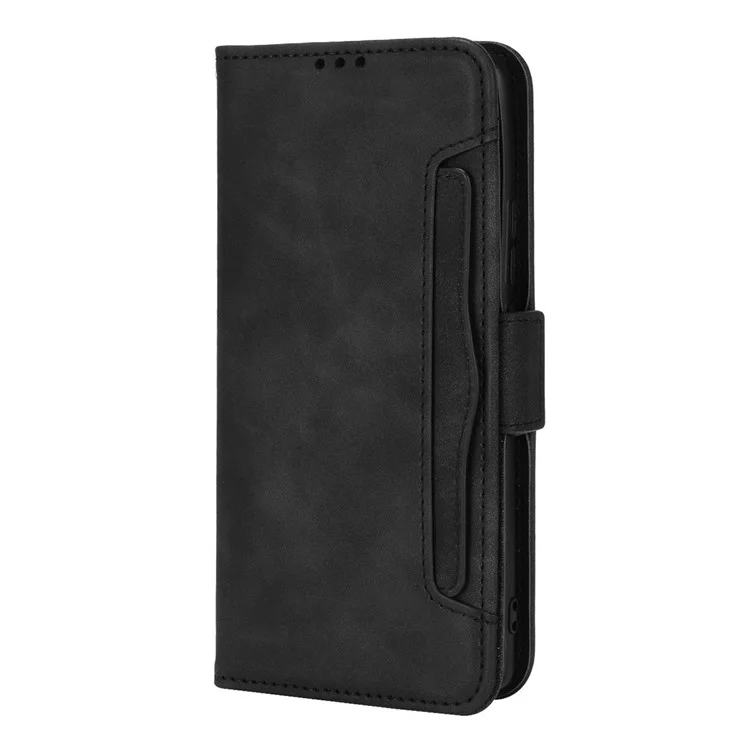 Für Vivo X70 Pro PU Leder -hülle -kartenhalter -slots Cash Pocket Stand Book TPU Flip Folio Telefon Cover - Schwarz