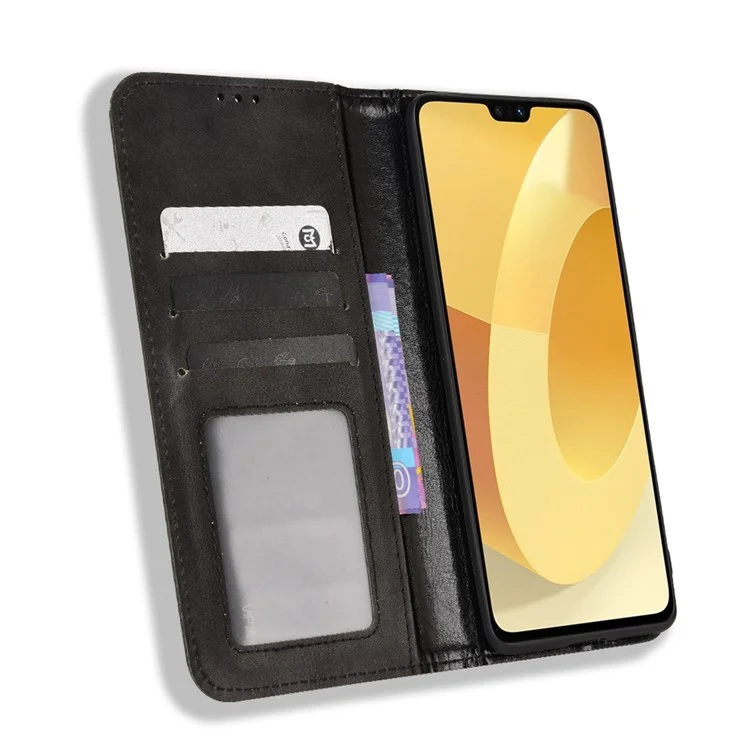 Für Vivo S12 Pro / V23 Pro Retro PU Leder Eingeprägter Mosaik -hülle Ständer Flip Wallet Magnetic Absorption Schutzabdeckung - Schwarz