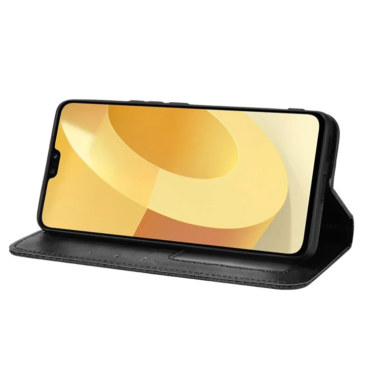 Für Vivo S12 Pro / V23 Pro Retro PU Leder Eingeprägter Mosaik -hülle Ständer Flip Wallet Magnetic Absorption Schutzabdeckung - Schwarz