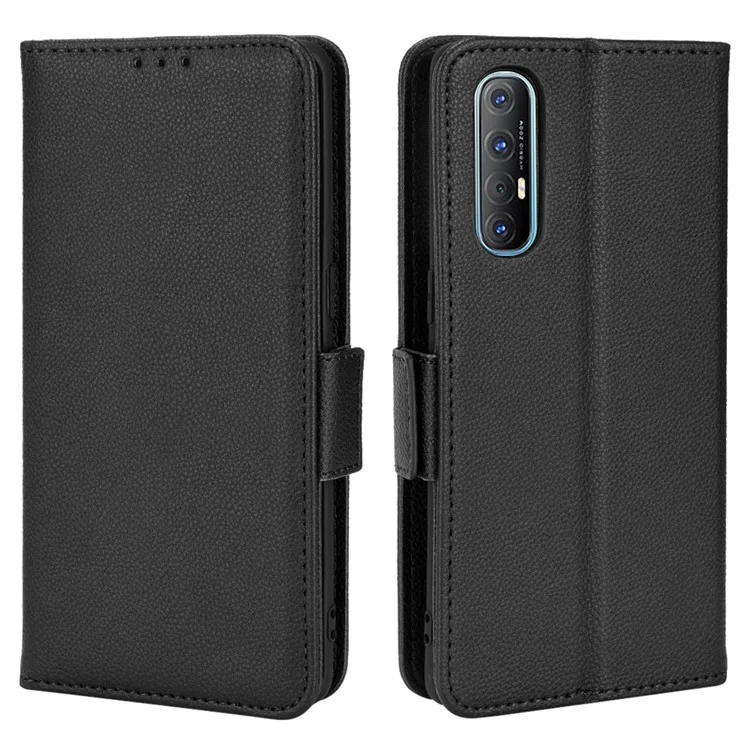 Para Oppo Reno3 Pro 5G/Find X2 Neo Litchi Texture Wallet Stand PU Leather + TPU Phone Case - Preto