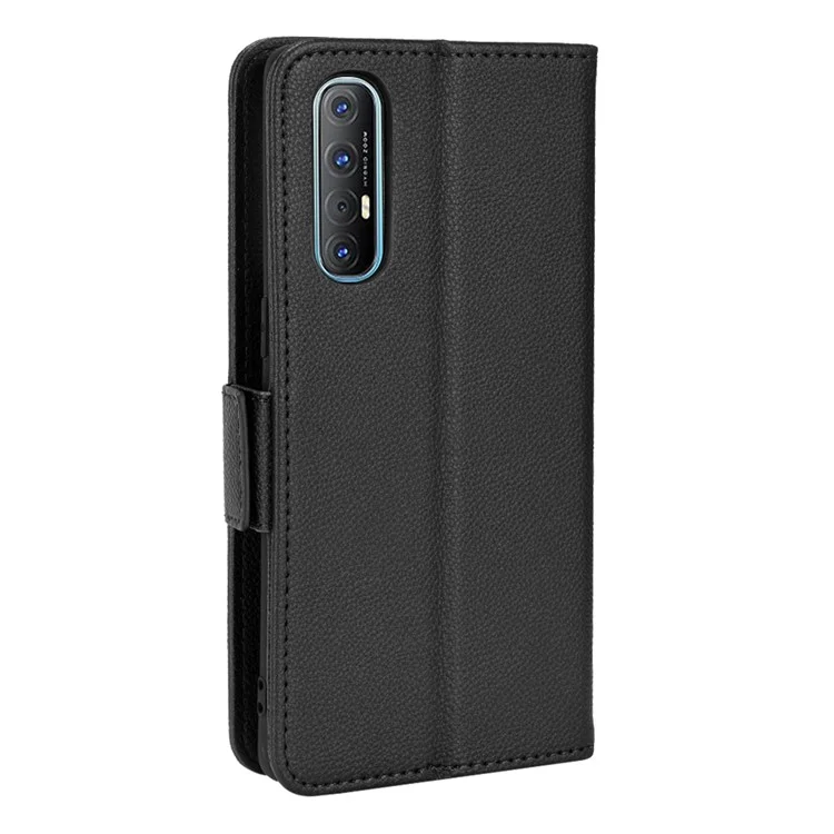 Para Oppo Reno3 Pro 5G/Find X2 Neo Litchi Texture Wallet Stand PU Leather + TPU Phone Case - Preto