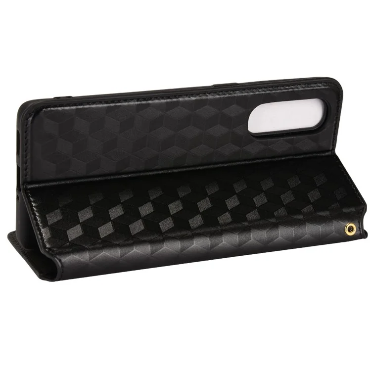 Für Oppo Reno3 Pro 5G/Find X2 Neo Antikritz-Brieftasche Standfuß PU-Leder-Schale Prägung Rhombus Handyhülle - Schwarz