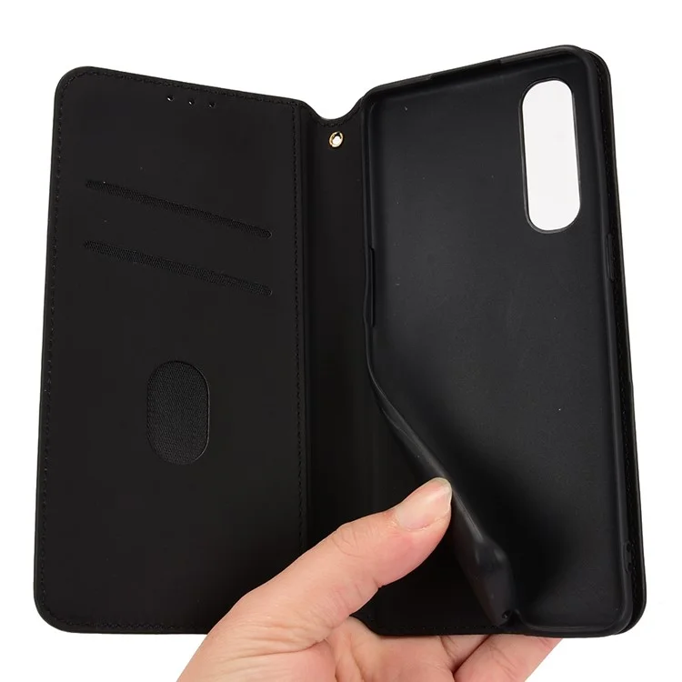 Für Oppo Reno3 Pro 5G/Find X2 Neo Antikritz-Brieftasche Standfuß PU-Leder-Schale Prägung Rhombus Handyhülle - Schwarz