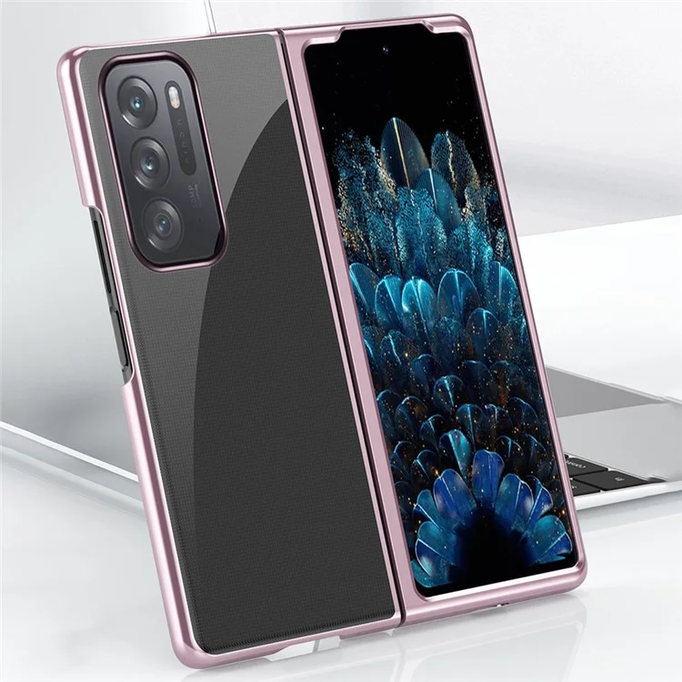 Für Oppo Finden Sie N Anti-scratch Stylish Electroplating Hard PC Cover Transparentes Faltungsmobile Hülle - Schwarz