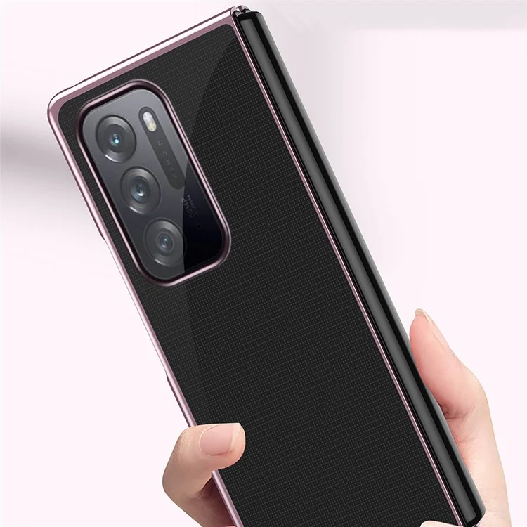 Für Oppo Finden Sie N Anti-scratch Stylish Electroplating Hard PC Cover Transparentes Faltungsmobile Hülle - Schwarz
