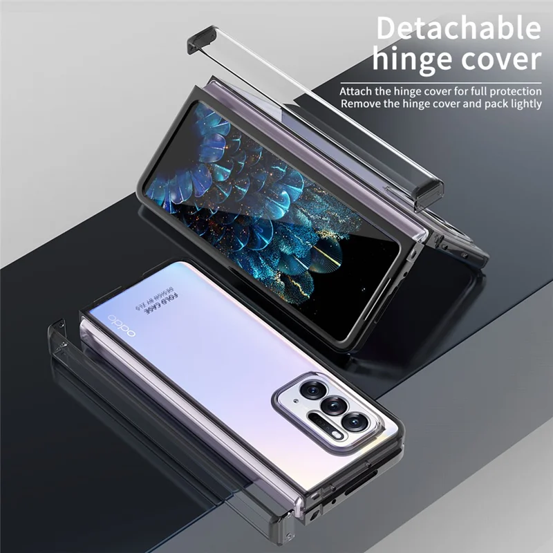 Per Oppo Trova N Frame Elettroplativo PC Duro Coperchio Del Telefono Pieghevole Con Cerniera Staccabile - Nero