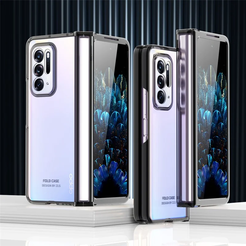 Per Oppo Trova N Frame Elettroplativo PC Duro Coperchio Del Telefono Pieghevole Con Cerniera Staccabile - Nero