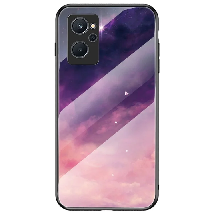 Funda para Realme 9i Patrón Cielo Estrellado Moda Vidrio Templado + Cubierta Trasera de PC TPU Híbrida Protectora - Cielo Estrellado Soñador