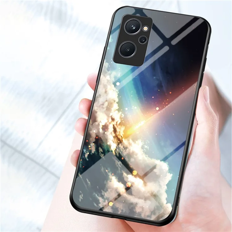Funda para Realme 9i Patrón Cielo Estrellado Moda Vidrio Templado + Cubierta Trasera de PC TPU Híbrida Protectora - Cielo Estrellado Soñador