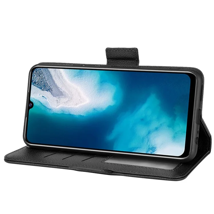 Para vivo V20 SE/Y70 2020 Capa de Couro Stand Wallet Texture Anti-Scratch - Preta