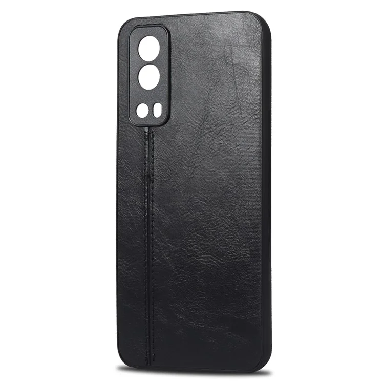 Für vivo Y72 5G Stitching PU Leder beschichtetes Hart-PC + Soft TPU Back Case Phone Protective Cover - Schwarz