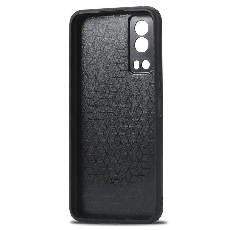 Für vivo Y72 5G Stitching PU Leder beschichtetes Hart-PC + Soft TPU Back Case Phone Protective Cover - Schwarz