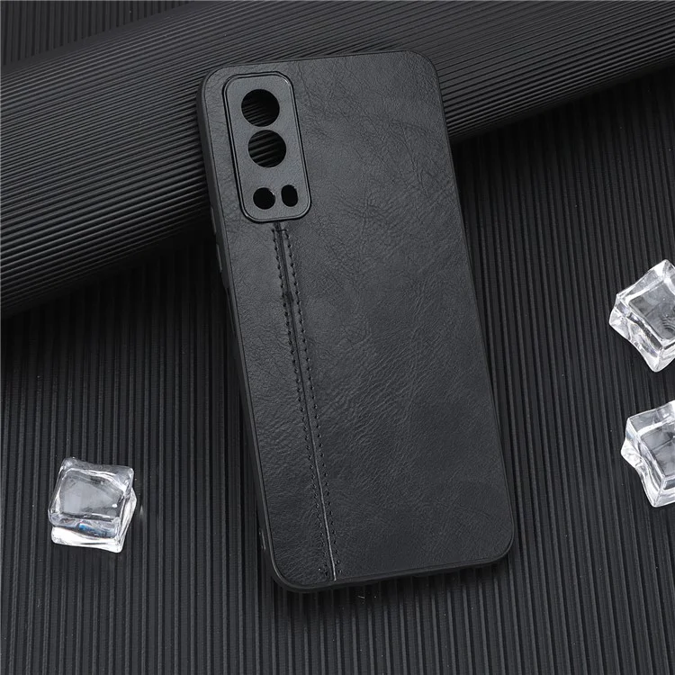 Für vivo Y72 5G Stitching PU Leder beschichtetes Hart-PC + Soft TPU Back Case Phone Protective Cover - Schwarz