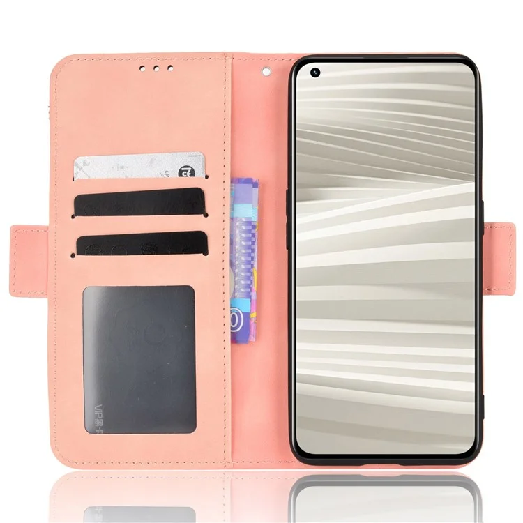 Для Realme GT2 Pro PU Кожаный Кожаный Кошелек Телефона Case Case Slots Holder Stand Magnetic Shockper Cover - Розовый