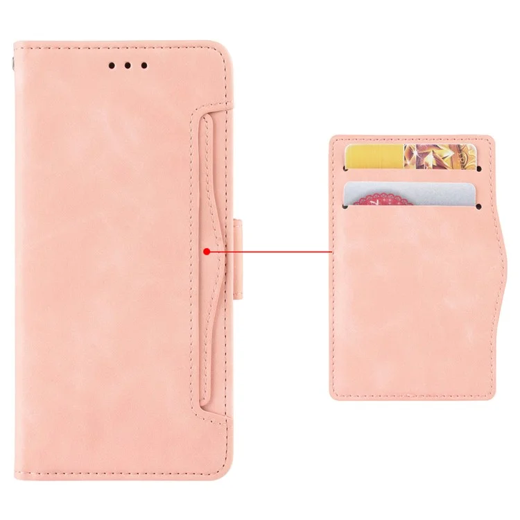 Для Realme GT2 Pro PU Кожаный Кожаный Кошелек Телефона Case Case Slots Holder Stand Magnetic Shockper Cover - Розовый