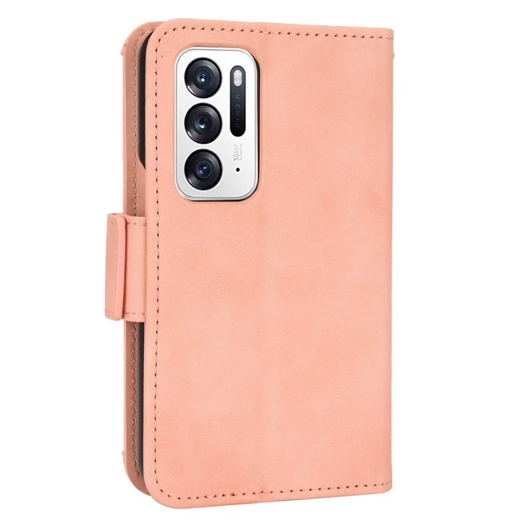 Für Oppo Finden Sie N PU Leder Brieftasche Flip Hülle Feature Feature Card Slots Stoßdicht Weiche TPU Innenschale - Rosa