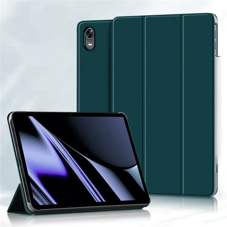 Pour Oppo Pad Tri-fold Stand pu Leather + TPU Protection All-round Protection Tablet Cover Cover - Vert