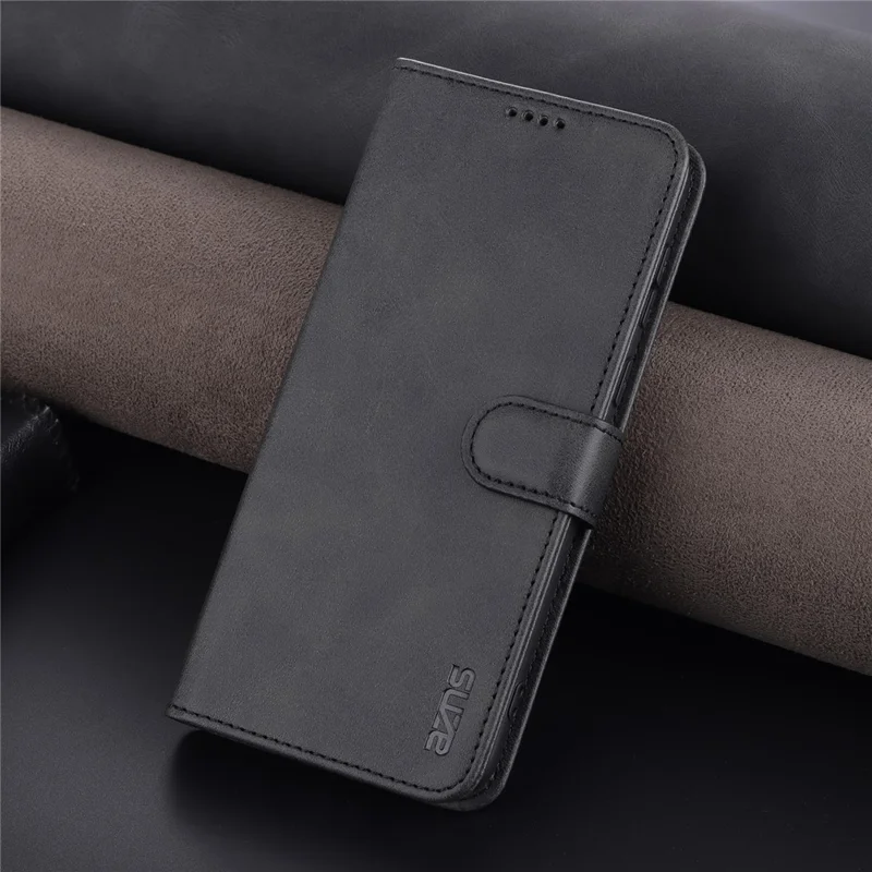 AZNS PU Leather Case for vivo Y76s / Y74s, Wallet Folding Stand Magnetic Scratch-proof Flip Cover - Black